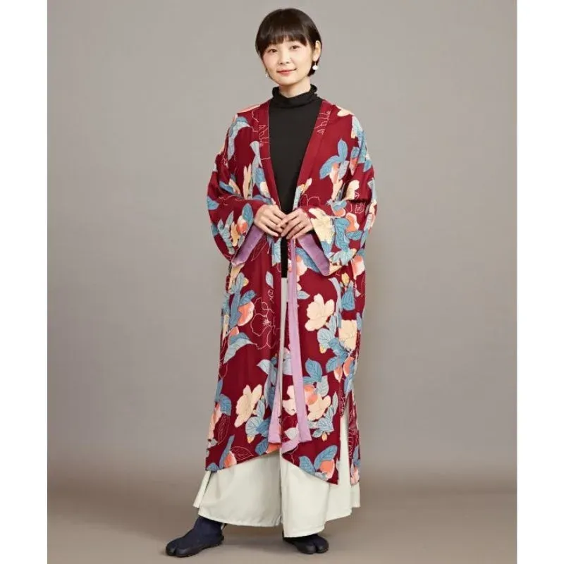 Japon style veste kimono femme fleurie coupe ample