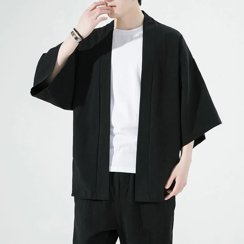 Esprit du Japon veste kimono homme haori lin