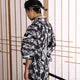 Esprit du Japon Kimono japonais noir motifs Bamboo en satin