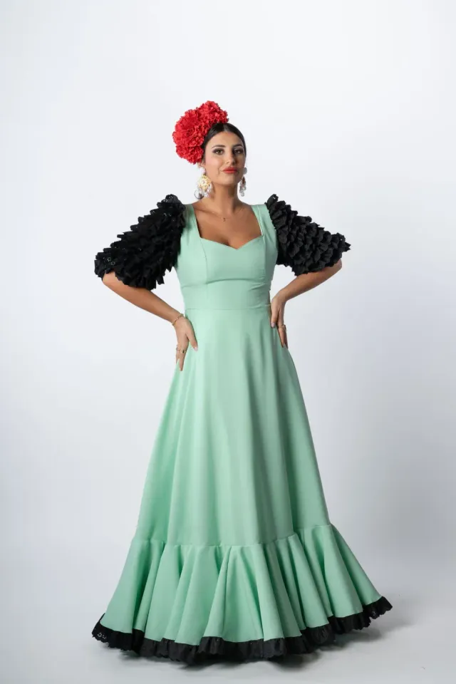 Viva la Feria Zambra robe flamenca vert d'eau