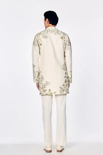 Rahul Mishra Florence Raw Silk Short Kurta kurta court ivoire en soie brute