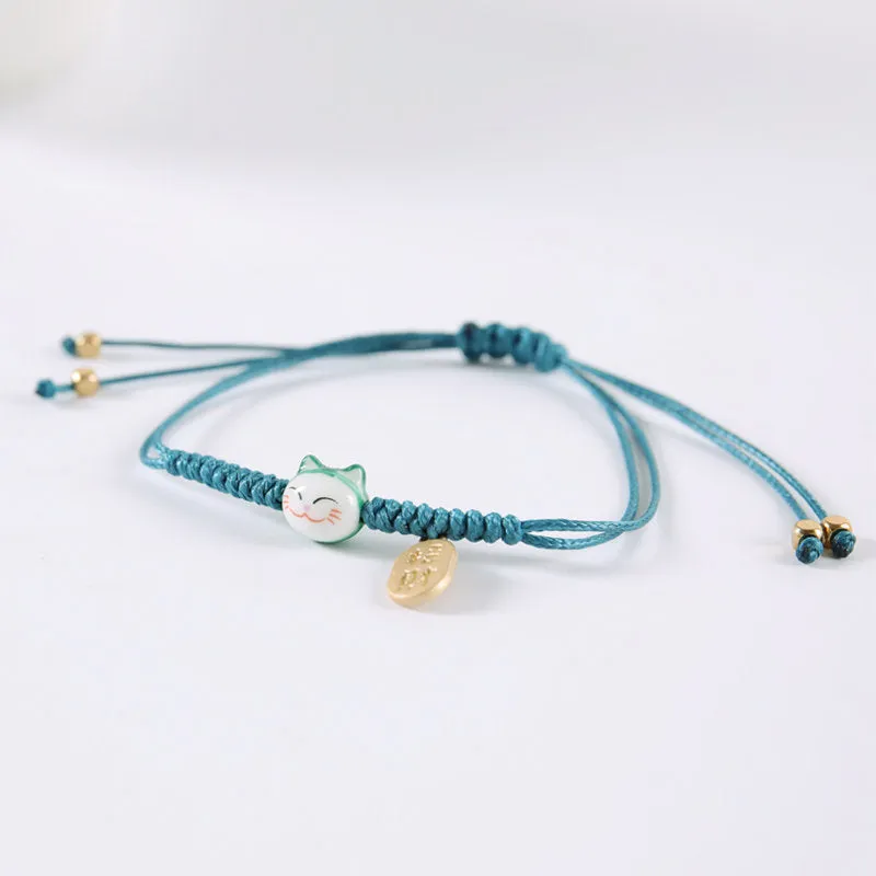 Esprit du Japon Maneki Neko bracelet céramique porte-bonheur