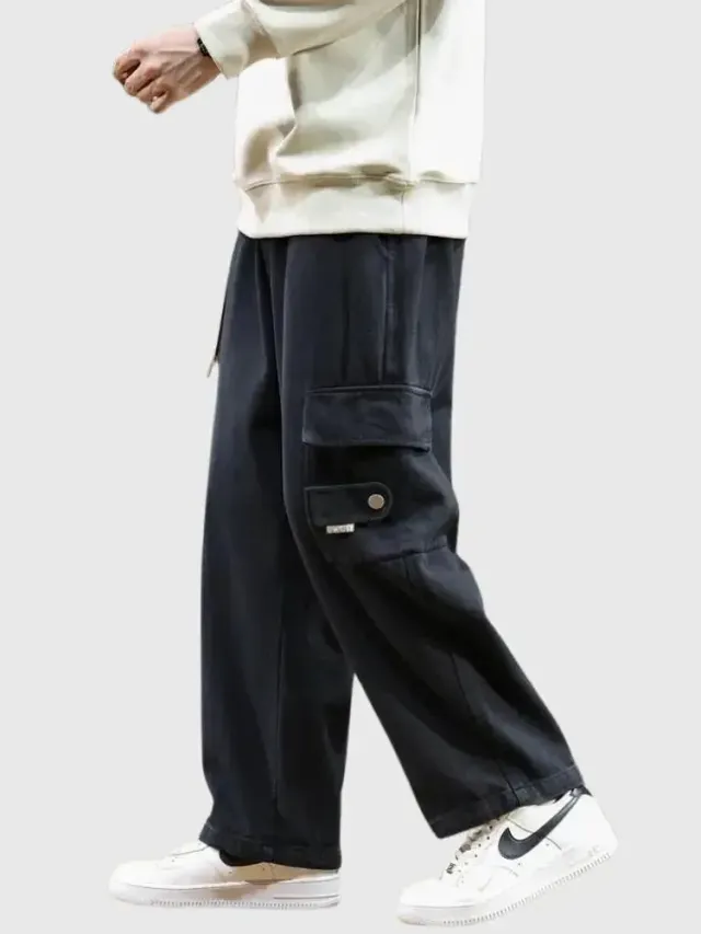 Japon style Pantalon Cargo Bleu Marine Tokoname pantalon cargo