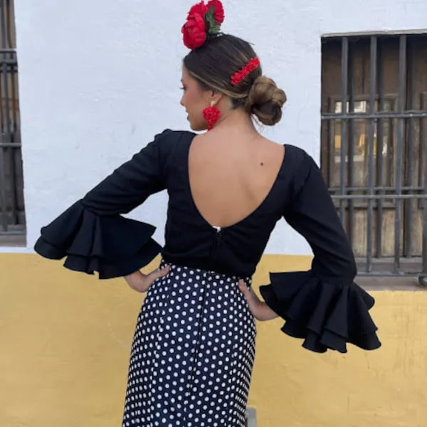 Viva La Feria Noche blouse flamenca stretch