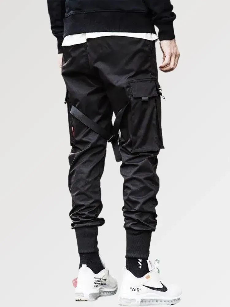 Japon style pantalon cargo Okazaki à sangle streetwear
