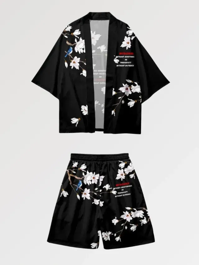 Japon Style Ensemble Kimono White Sakura fleurs cerisier
