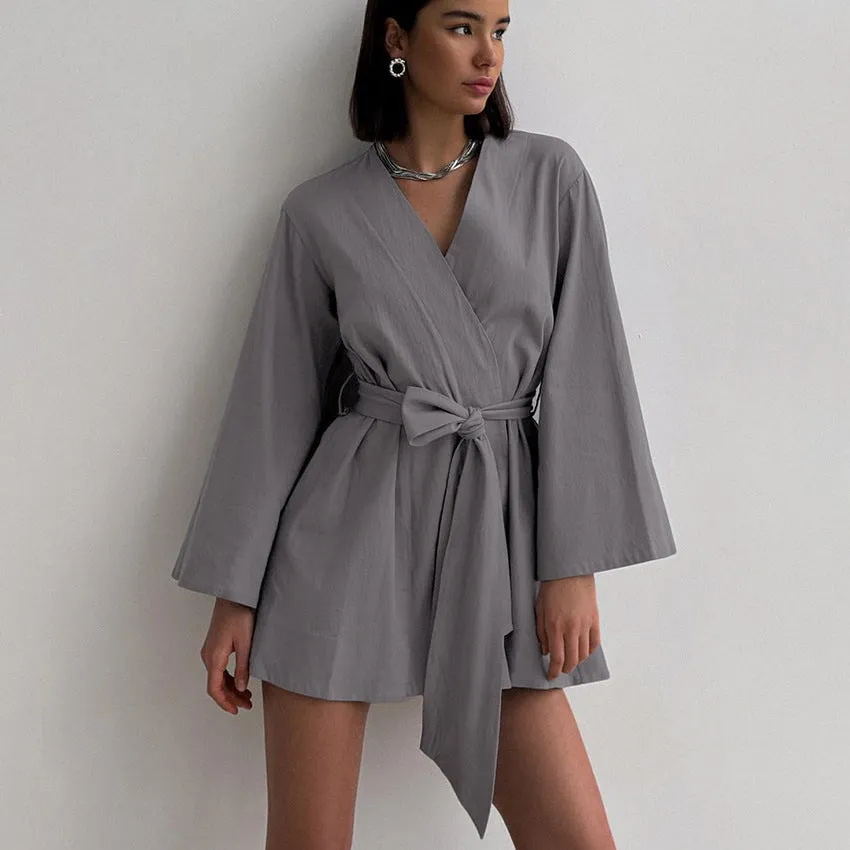 Esprit du Japon kimono court croisé femme ceinture