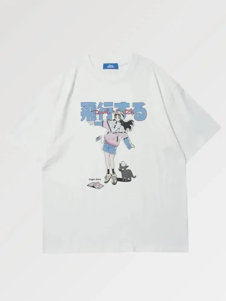 Japon style anekomi t-shirt fille papillon