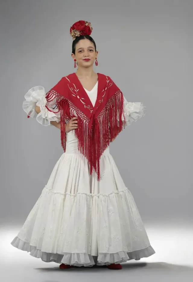 VIVA LA FERIA Sandra robe flamenca canastero blanche enfant