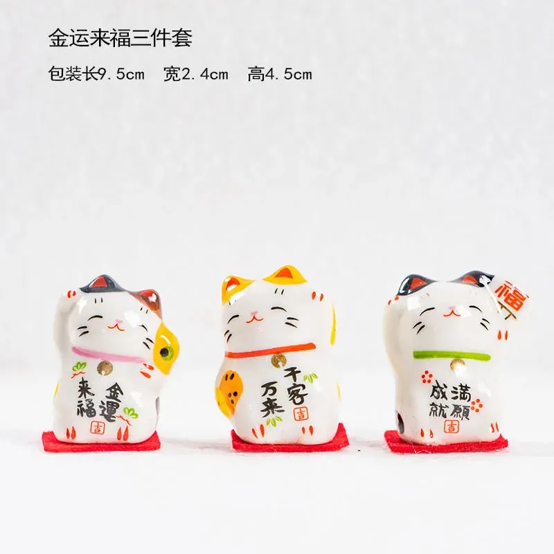 Esprit du Japon Trio maneki neko chats porte-bonheur en céramique