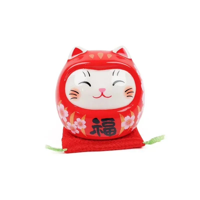 Japon Style Figurine Neko Daruma statuette céramique chance