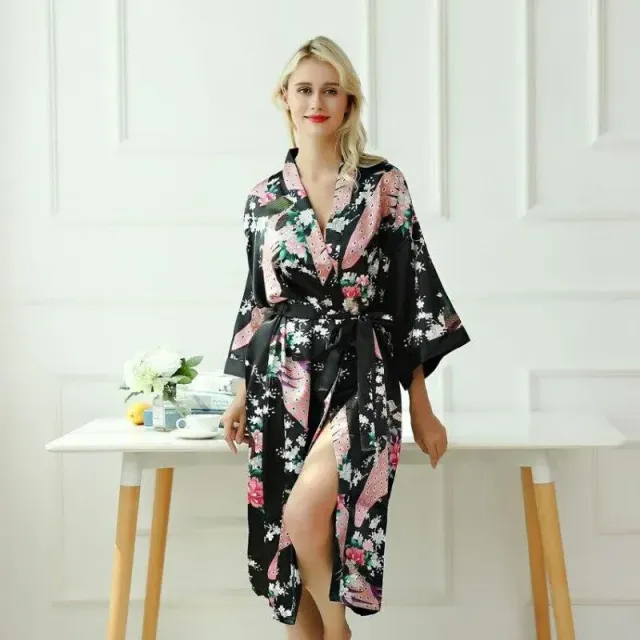 Japon style Kimono pyjama japonais long femme soyeux