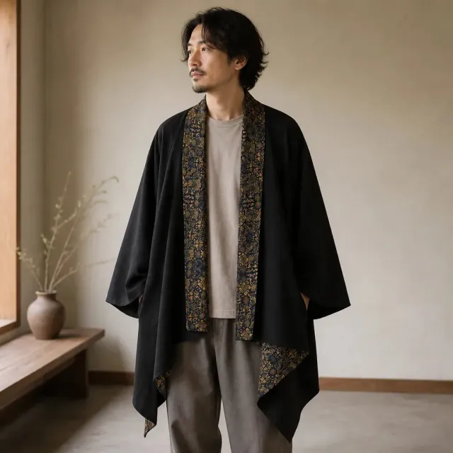 Esprit du Japon veste longue kimono homme ample