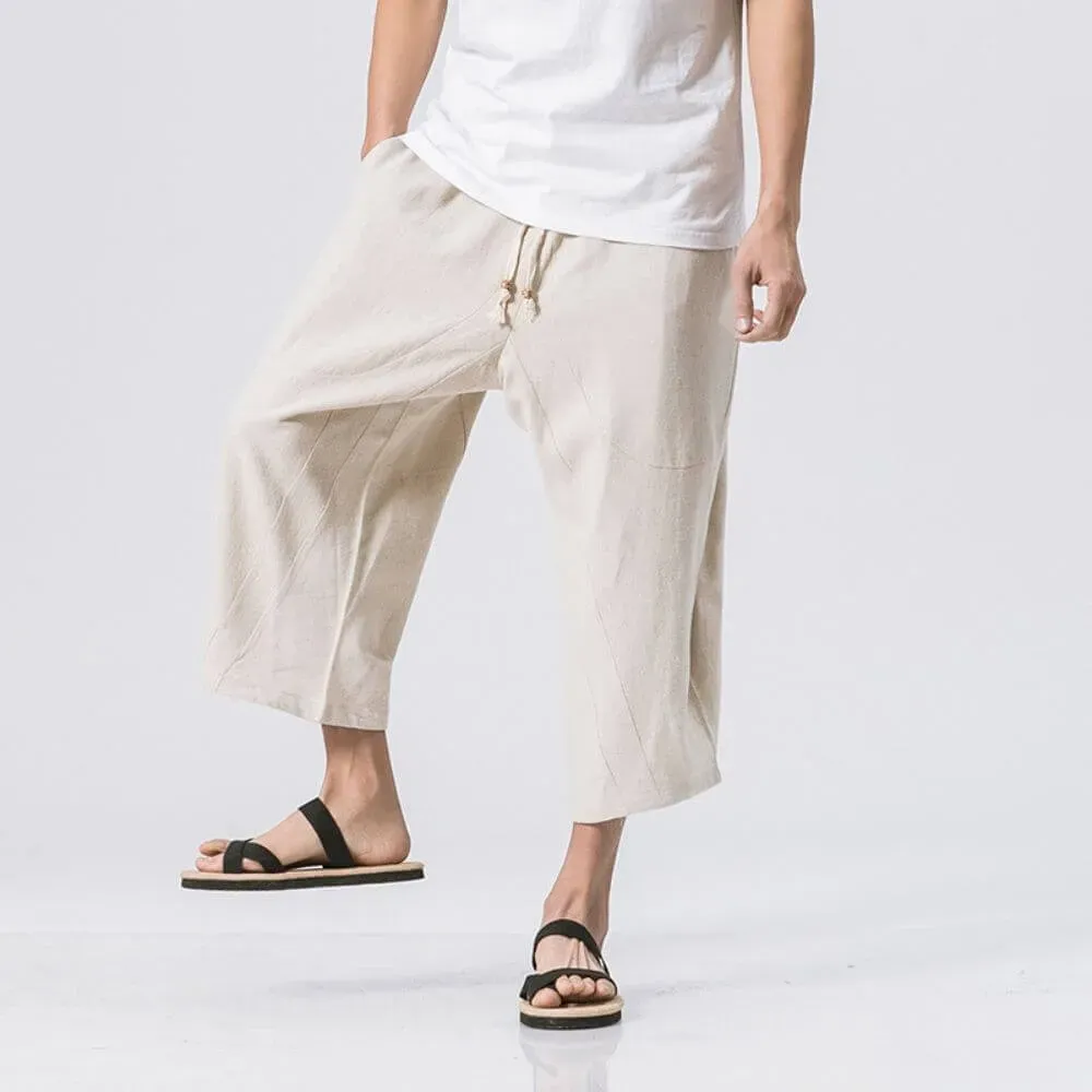 Japon style Mai pantalon court ample cordon