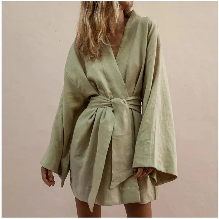Esprit du Japon kimono court croisé femme ceinture