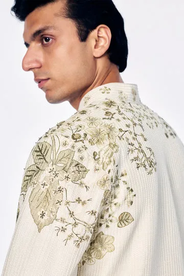 Rahul Mishra Florence Raw Silk Short Kurta kurta court ivoire en soie brute