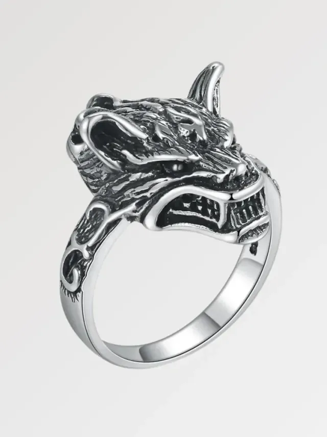 Japon style matsue bague loup en argent 925