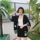 Esprit du Japon Kumo haori femme nuages blanc sur noir