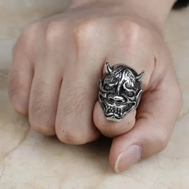 Japon style Tête Démon bague japonaise