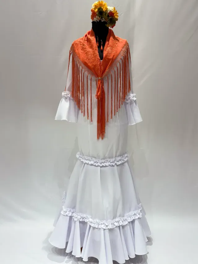 Viva La Feria robe flamenca Canastero Liso blanche unie