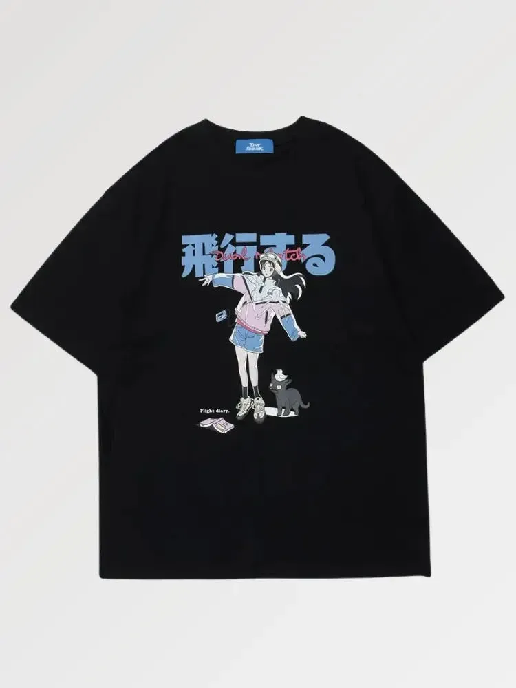 Japon style anekomi t-shirt fille papillon