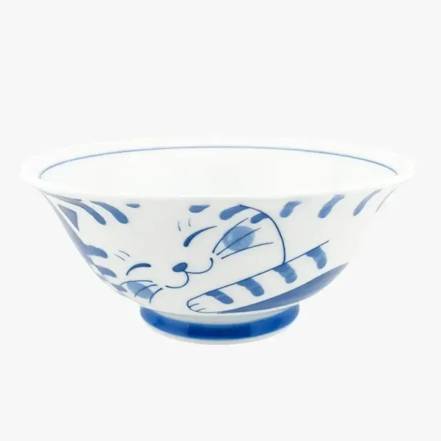 Japon style Bol Japonais Neko Bleu bol à ramen chat tigré