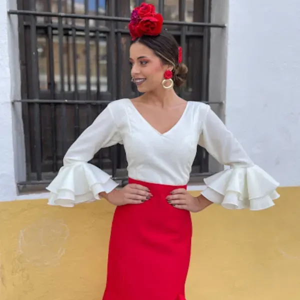Viva La Feria Rociera Ronda chemisier stretch beige