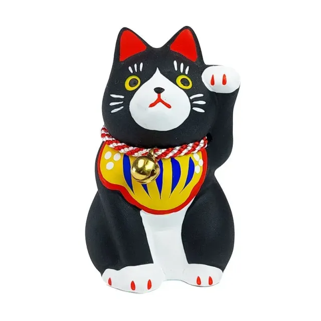 Japon style Maneki Neko Noir chat porte-bonheur en céramique