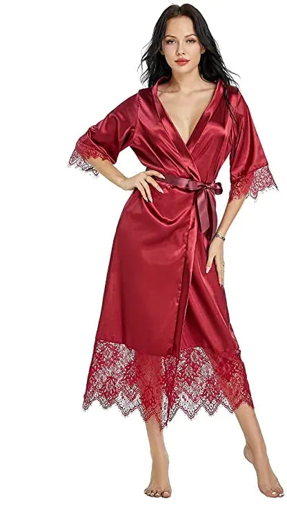Esprit du Japon robe kimono satinée femme dentelle