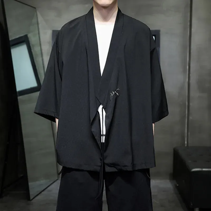 Esprit du Japon veste courte kimono homme brodée bambou