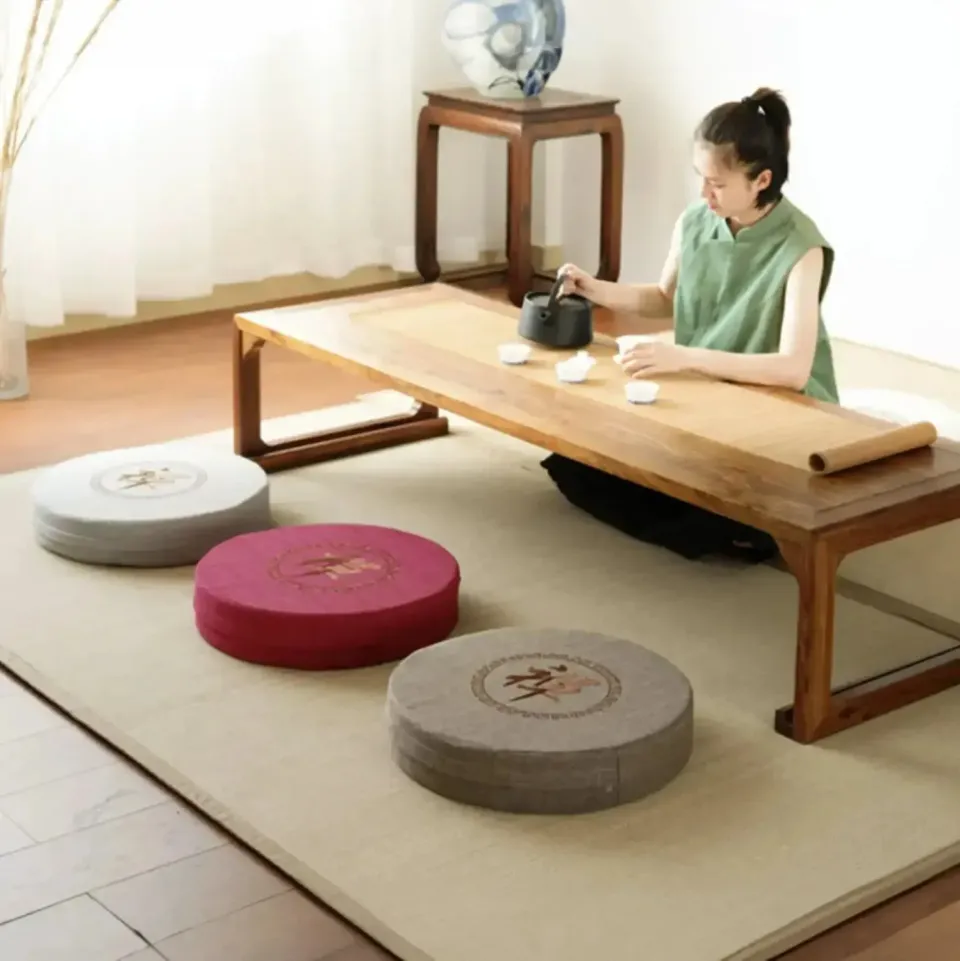 Japon style Shusu coussin de méditation rond kanji