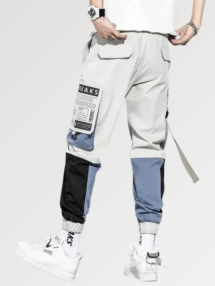 Japon style Harajuku pantalon cargo slim patchwork