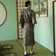 Esprit du Japon kimono homme sakana satin bleu canard + obi