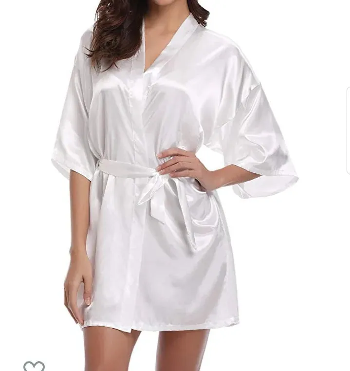 Esprit du Japon peignoir kimono satin femme ceinture nouée