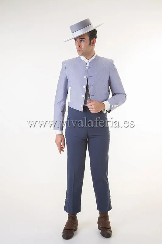 Viva La Feria 1000 Rayas Azul costume corto gris