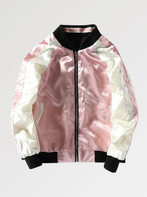 Esprit du Japon Sukajan Bomber broderie florale satiné