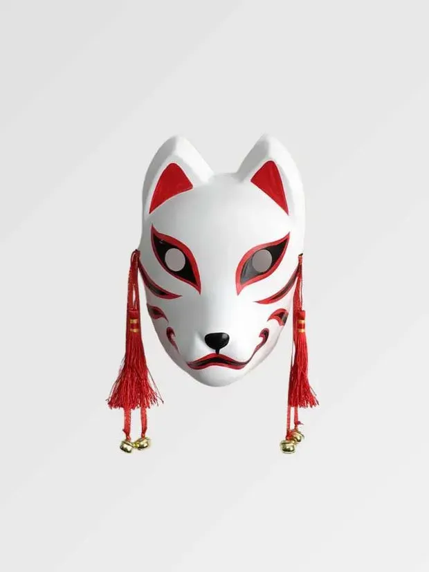 Esprit du Japon Masque Kitsune traditionnel renard japonais blanc