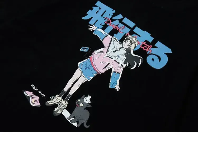 Japon style anekomi t-shirt fille papillon
