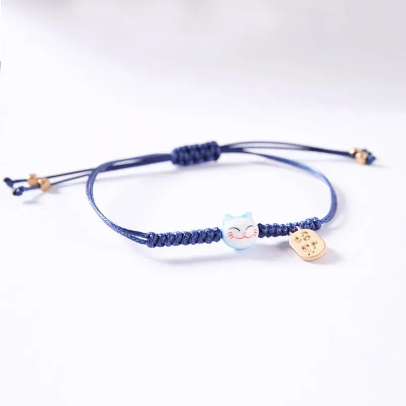 Esprit du Japon Maneki Neko bracelet céramique porte-bonheur