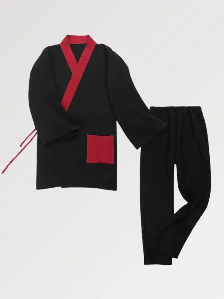 Japon Style Bscd pyjama homme motifs rouge noir
