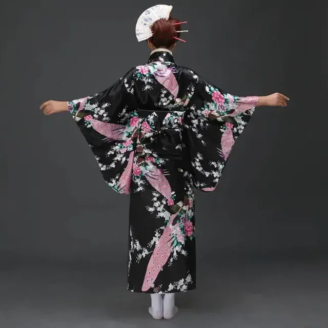 Japon style nori kimono traditionnel femme satiné fleuri