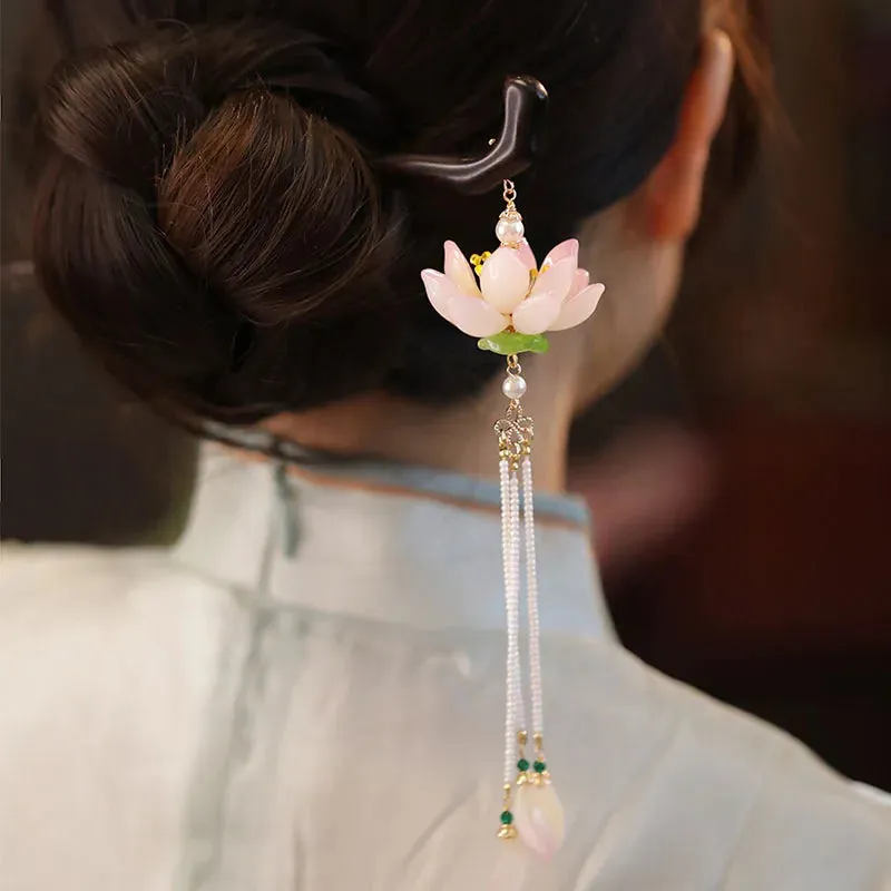 Esprit du Japon épingle chignon fleur de lotus perles