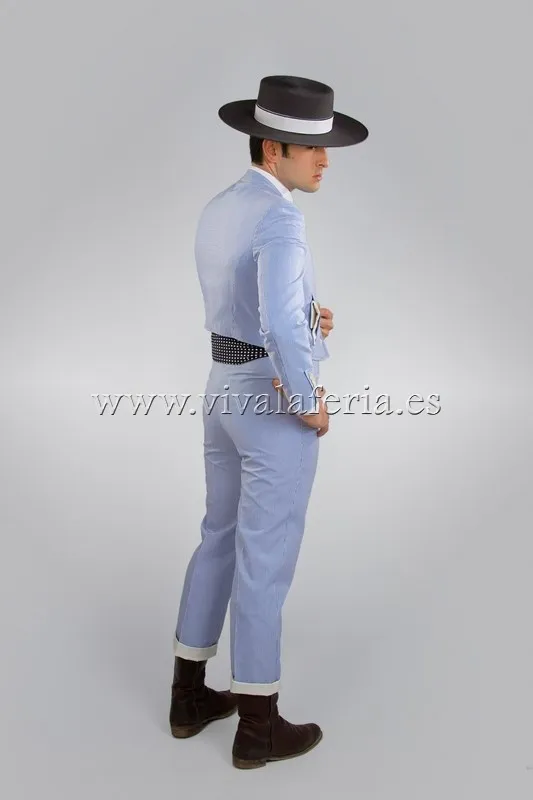 Viva La Feria Campero 500 costume corto homme rayures celeste