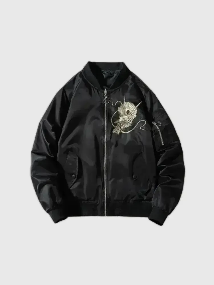Japon style Kaze No Tsugo bomber broderie dragon