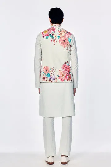 Rahul Mishra bandi brodée de bouquets floraux menthe