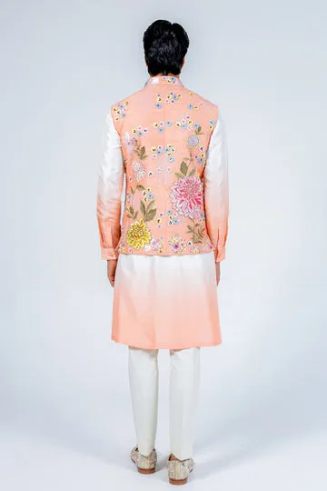 Rahul Mishra Dahlia Silk Organza Bandi bandi pêche en organza de soie
