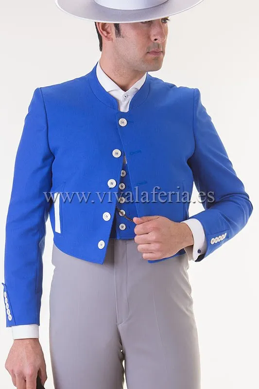 Viva La Feria Moda Flamenca ensemble veste gilet bleu