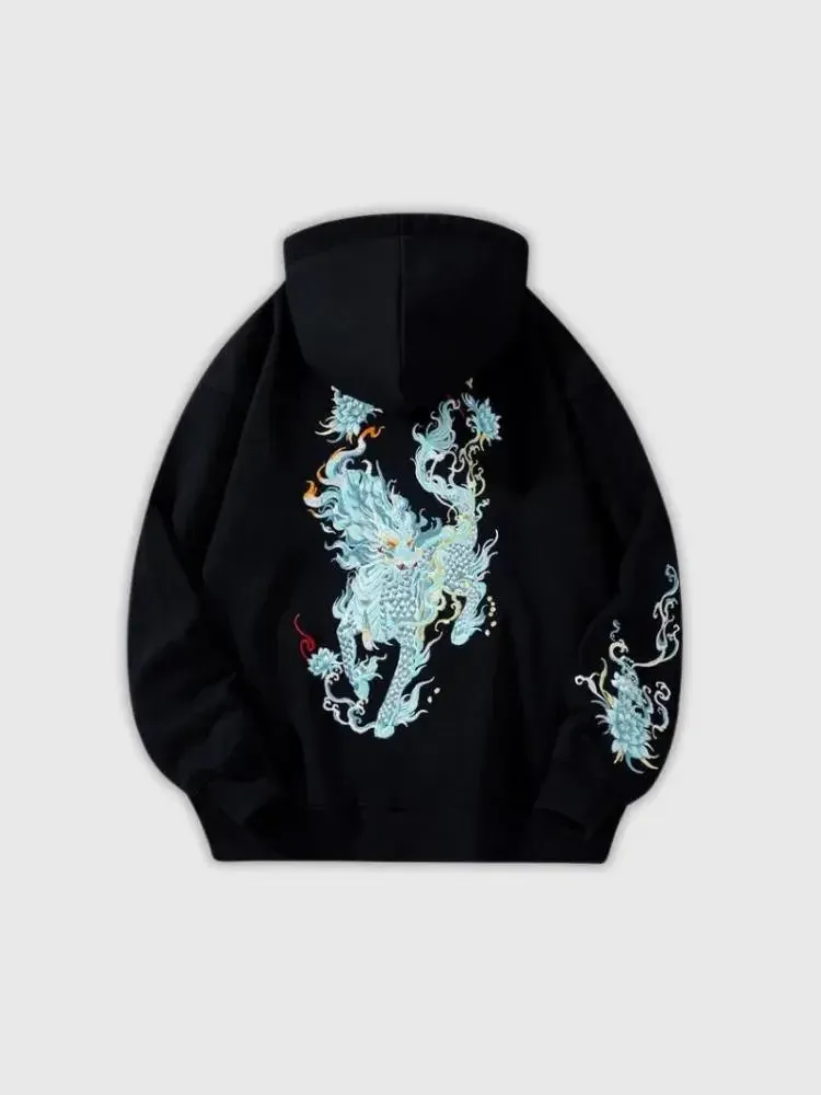 Japon style Streetwear kuroikaze sweat brodé