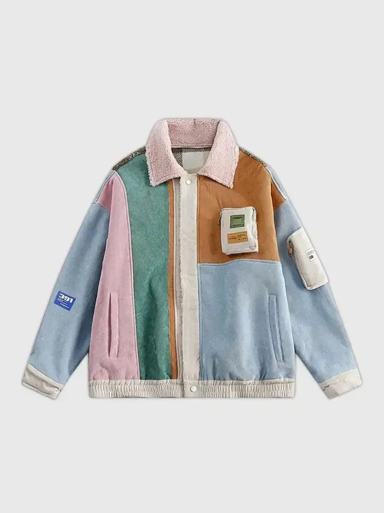 Japon style Rétro Patchwork Color veste blouson