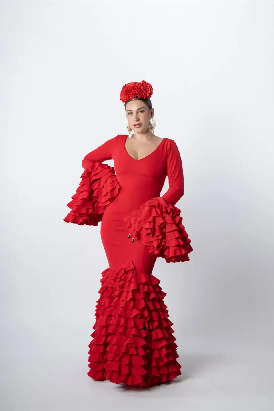 Viva La Feria Bermeja robe flamenca rouge sirène